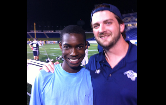 At a Bayhawks lacrosse game with my Grandson, Dominic and Chesapeake Bayhawks Forward Michael Evans