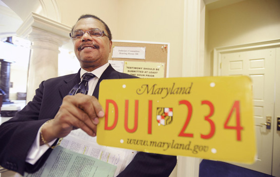 A sample of the special license plate Marvin advocates for repeat drunken-driving offenders
