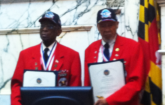 The famous Tuskegee Airmen (Red Tails) visit the Maryland General Assembly and receive a standing ovation