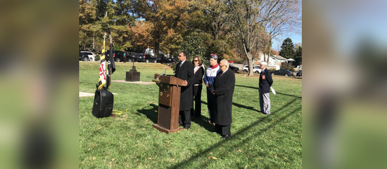 Delegate Marvin E. Holmes, Jr. speaking to Citizens of Bowie during Veterans Day Ceremony